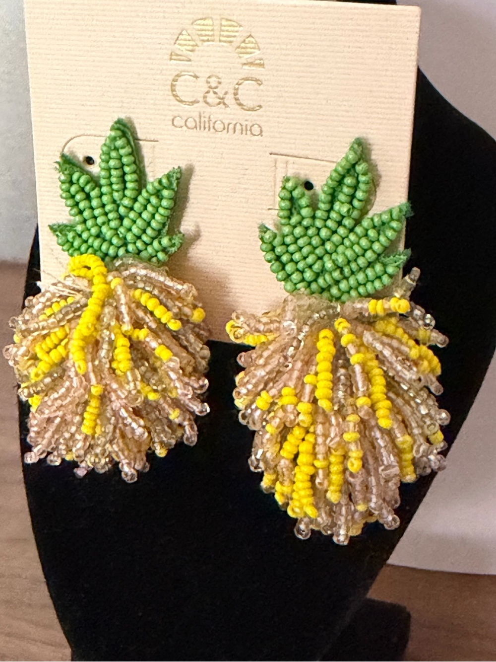 C&C California Beaded Pineapple Earrings - Picture 2 of 3
